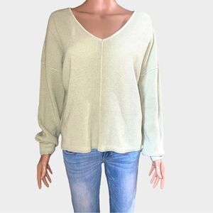 New Women’s Hippie Rose Lime Tart Long Sleeve Sweater Size L